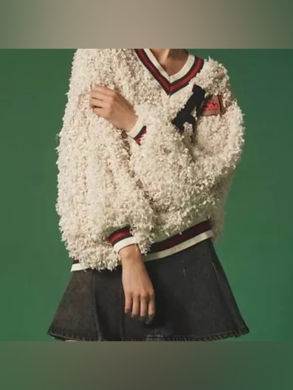 Anthropologie Eva Franco Varsity Pullover Sweatshirt- Size Small